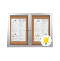 60 x 24 INDOOR Enclosed Bulletin Boards with Lights (2 DOORS)