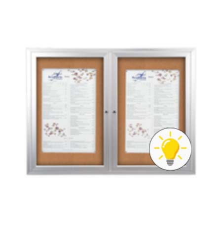 Enclosed Indoor 72x48 Bulletin Boards with Lights (Multiple Doors)