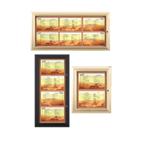 Indoor Enclosed Menu Cases with Lights (8 1/2" x 14" Landscape Menus)