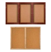 Indoor Poster Wood Display Cases  Bulletin Boards | 2-3 Locking Doors 35+ Sizes in 3 Hardwood Finishes