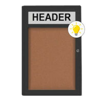Extra Large Outdoor Enclosed Bulletin Board 24 x 72 Swing Cases with Header and Lights (Radius Edge)
