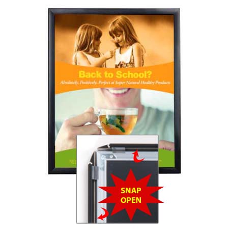 Aluminum Front Load Easy Snap Wall Poster Frame, Black, 1.25'' profile, 36'' x48