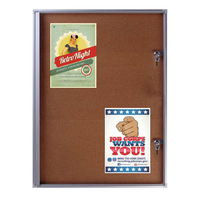 19 x 25 Indoor Enclosed Notice Office Cork Board | Showboard Holds FOUR 8.5x11 Postings | Satin Silver Finish