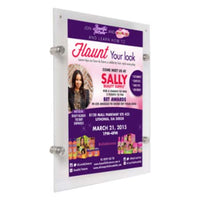 8.5 x 11 Clear Acrylic Sign Holder for Wall Mount with Standoff Hardware and Magnets